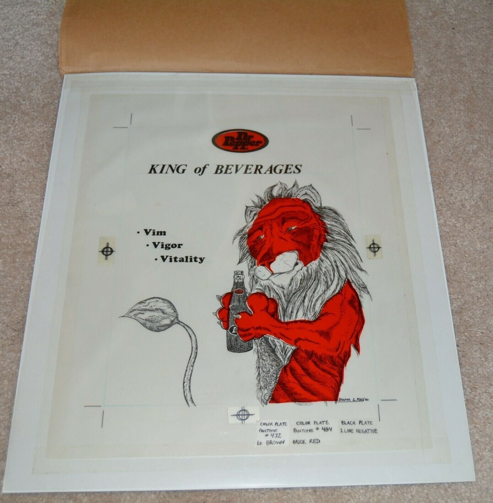 Dr. Pepper original Art King of Beverages 1980 board artwork Sharon May Vintage