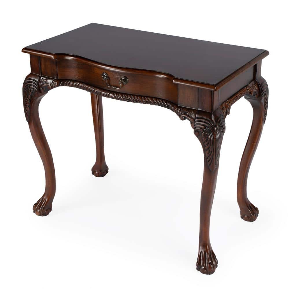 Dupree 35 in. W Rectangular Dark Brown Wood 1-Drawer Writing Desk