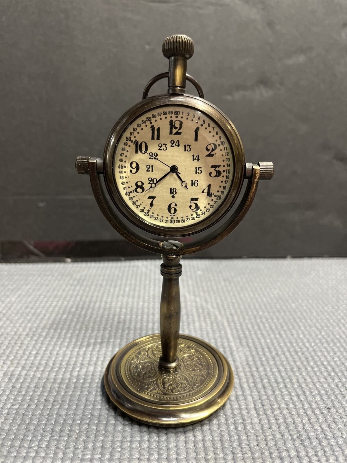 Engraved Brass Desk Clock, 5.5”Tall, Engraved With Proverbs 16:3