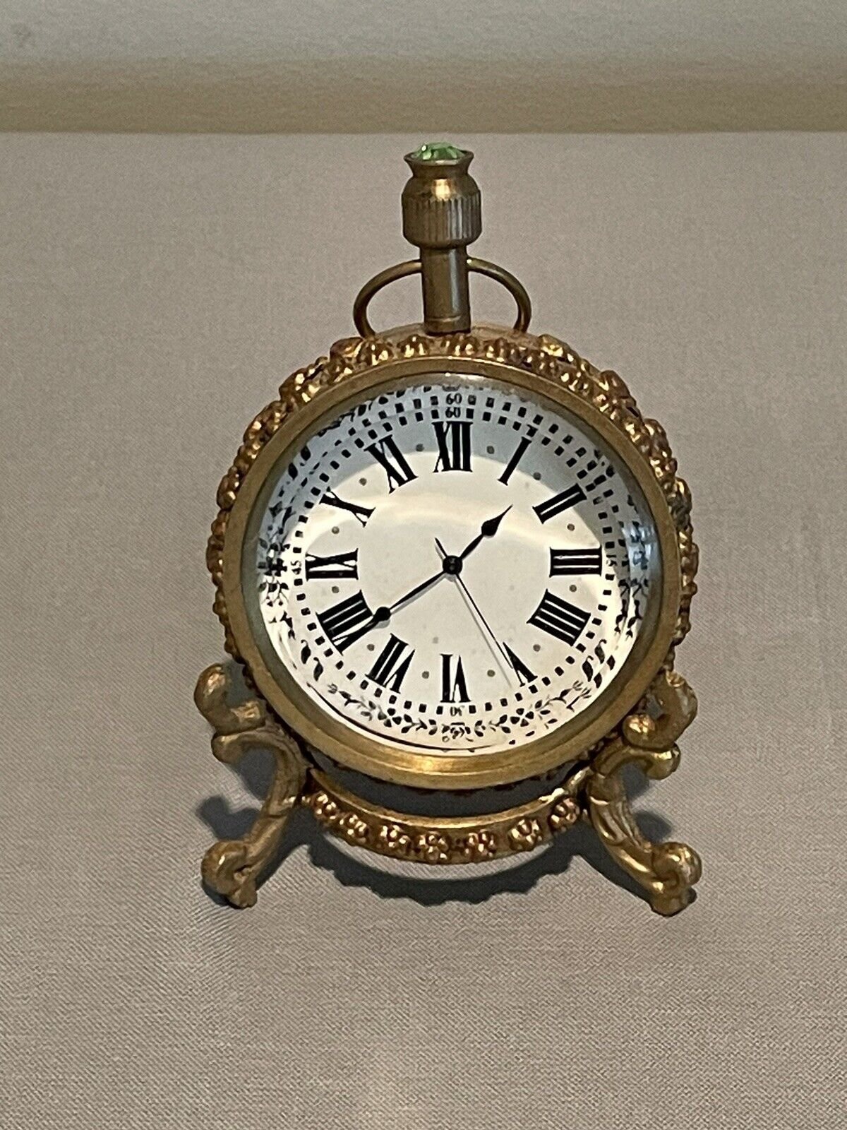 Fine Vintage Miniature Antique Style Desk Table Clock