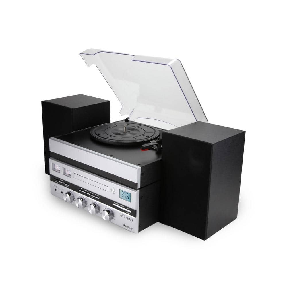 Geneva Retro Stereo System with Record Player Turntable, CD, Bluetooth, 50-Watt Power,...