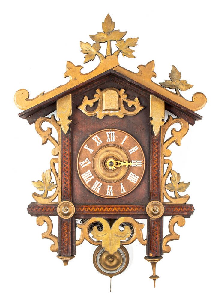 German Black Forest cuckoo clock @ 1890s Original as found condition Bahnhof
