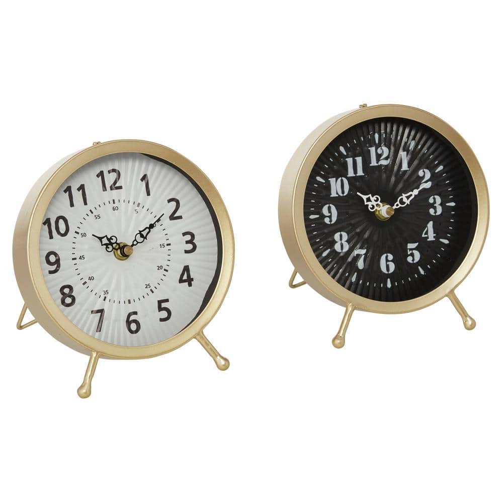 Gold Metal Analog Clock (Set of 2)