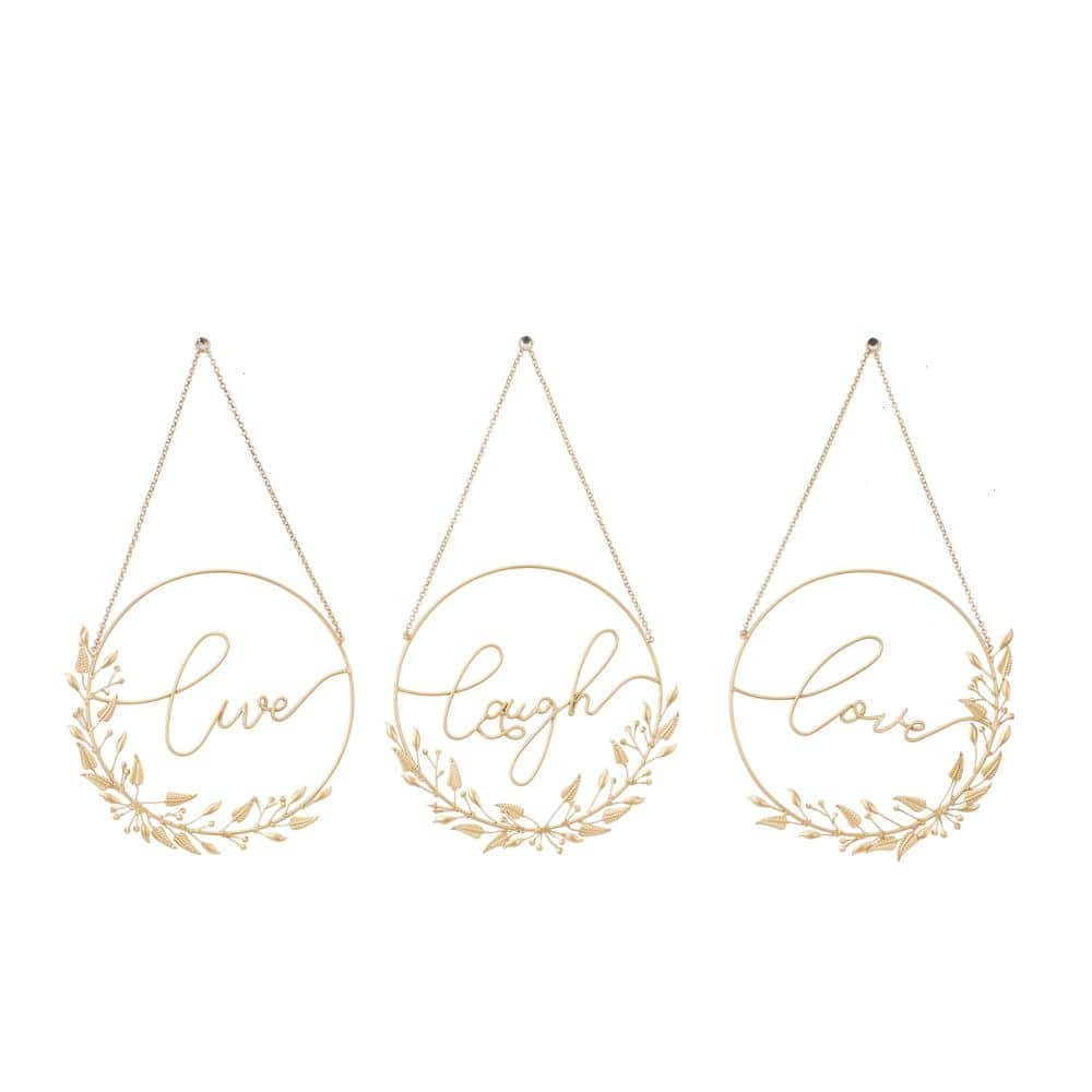 Gold Metal Bohemian Decorative Sign( Set of 3)