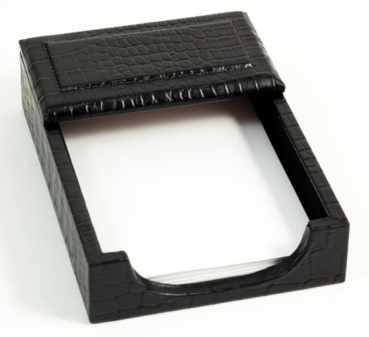 GREENWICH BLACK CROCO LEATHER 4" X 6" MEMO HOLDER