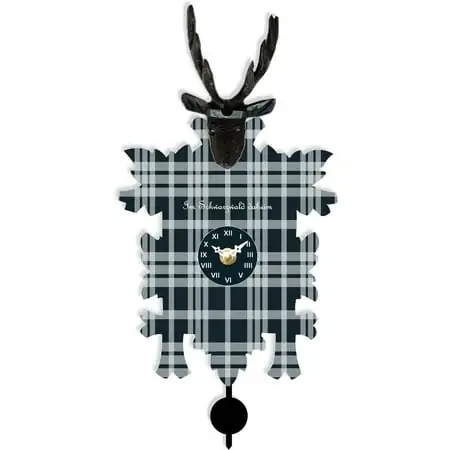 Hermle 11 " Black and White Deer Plaid Cuckoo Wall Clock photo Hermle 11 " Black and White Deer Plaid Cuckoo Wall Clock photo