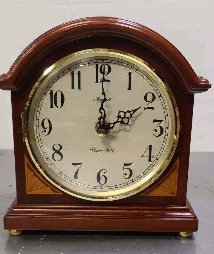 Hermle Quartz Dual Chime Barrister Style Mantel Clock Nice Condition