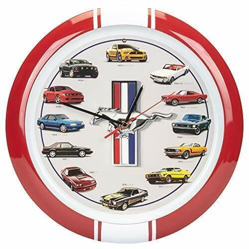 History of Ford Mustang Wall Sound Clock, 13", Red