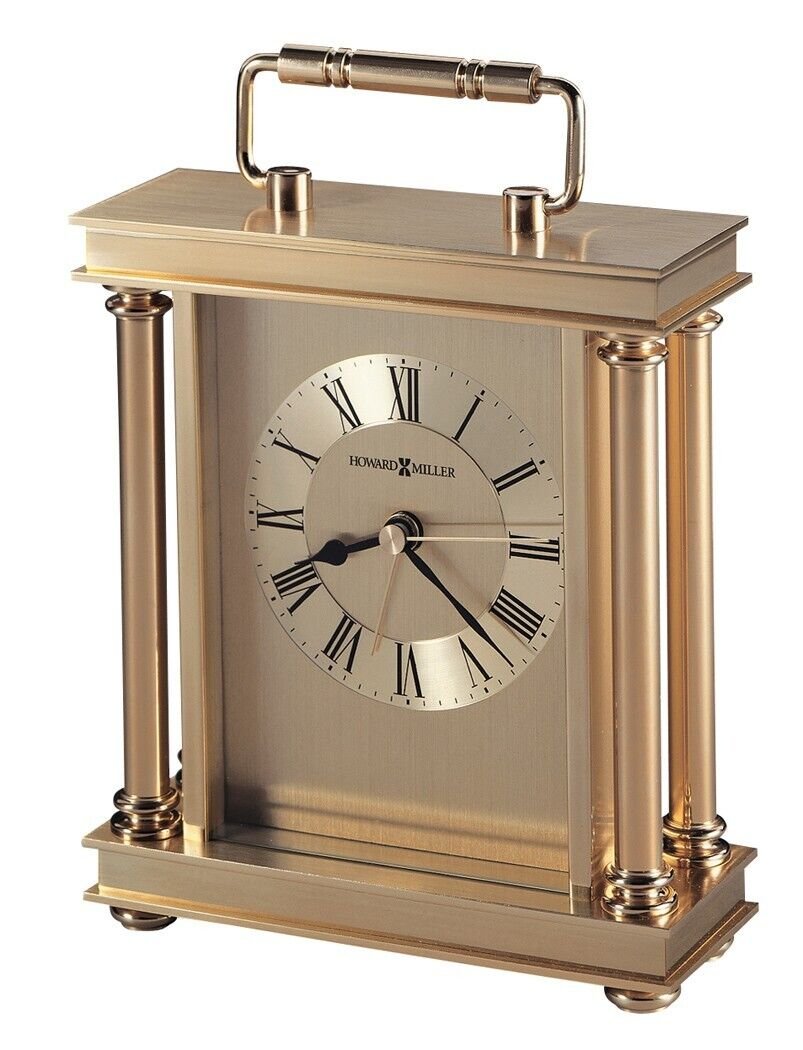 Howard Miller Audra Table Clock 645584 Elegant Brass Quartz Alarm Timepiece