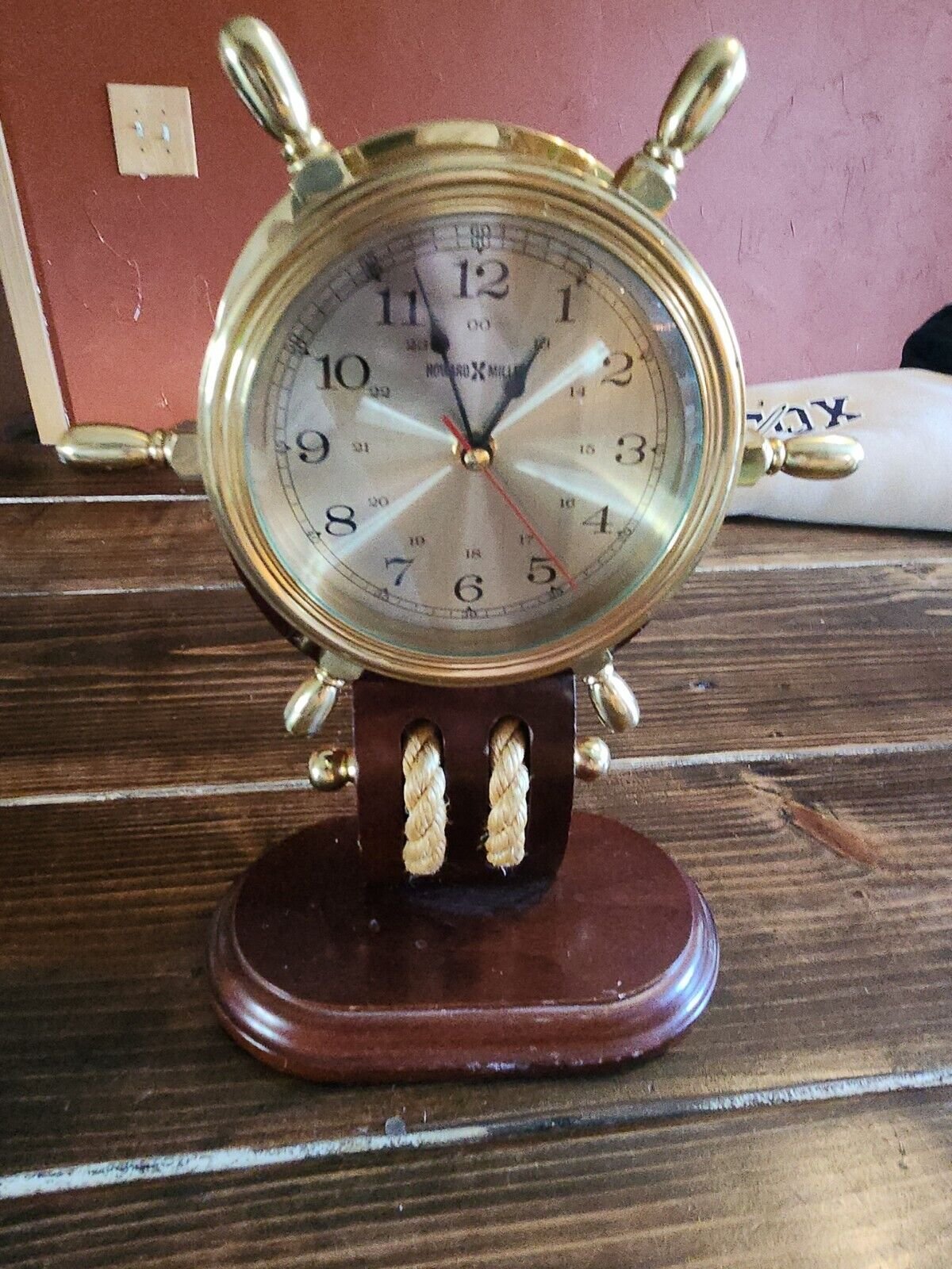 Howard Miller Britannia Solid Brass Ships Wheel Table Clock 613-467