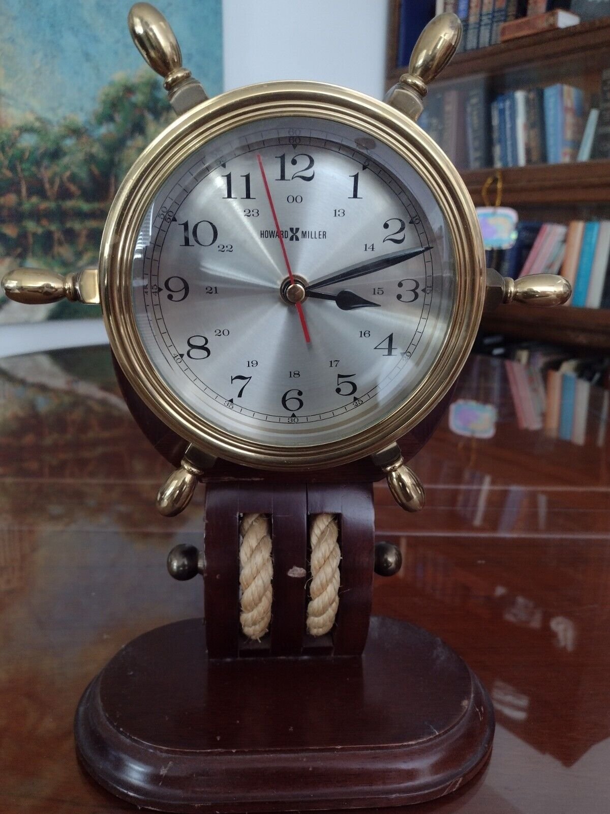 Howard Miller Britannia Table Clock 613467 Weather & Maritime Ship's Wheel Clock