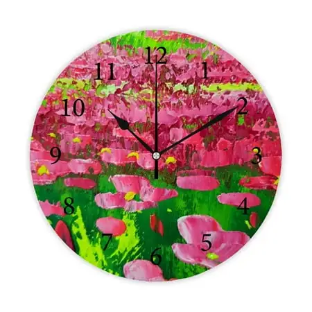 Hyjoy Beautiful Canvas Painting 10 Inch Wood Wall Clock Quartz Analog, Silent Non Ticking