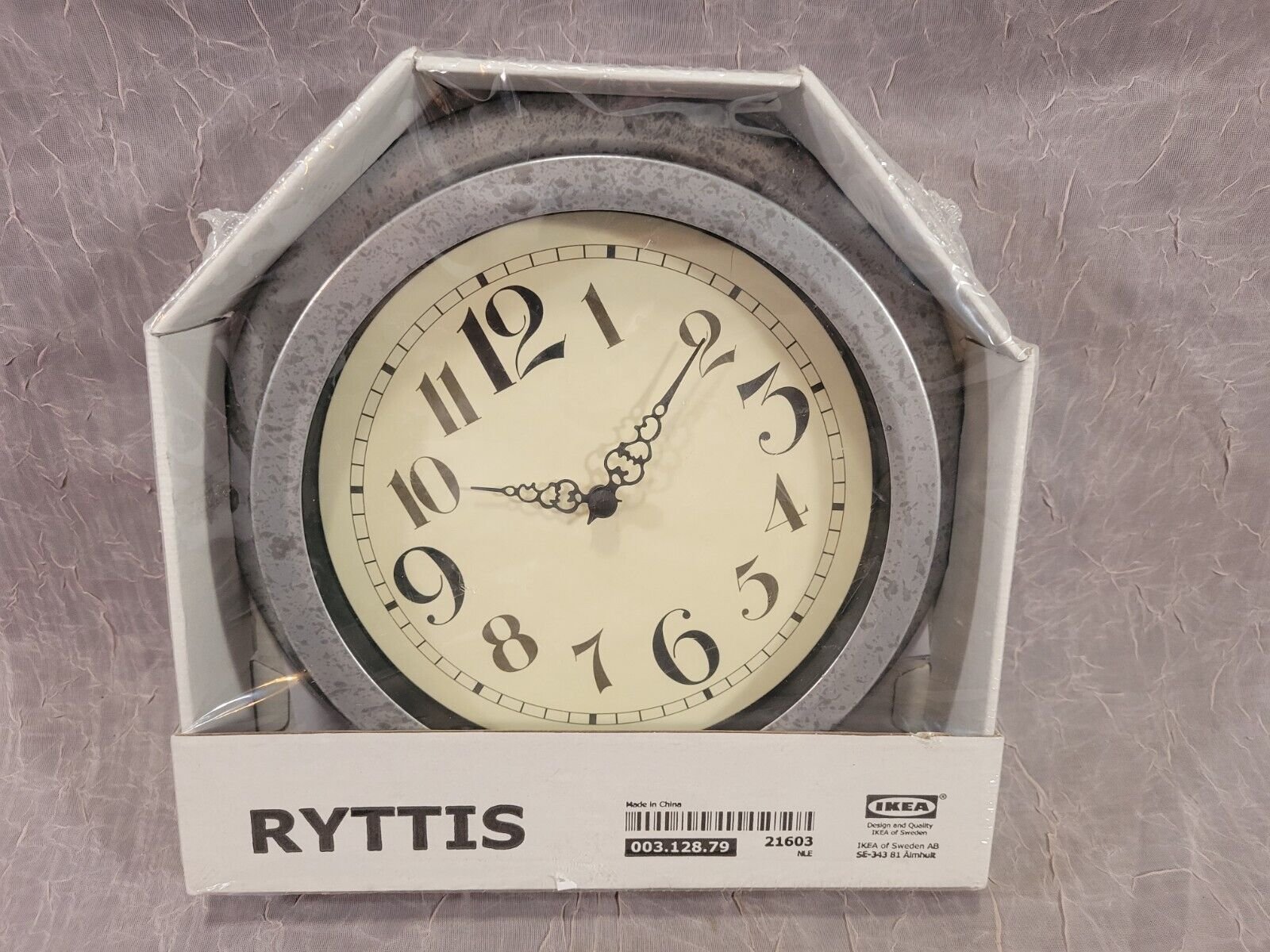 IKEA Ryttis Wall Clock Brushed Aluminum Frame 6.25" Face #21603 NIP