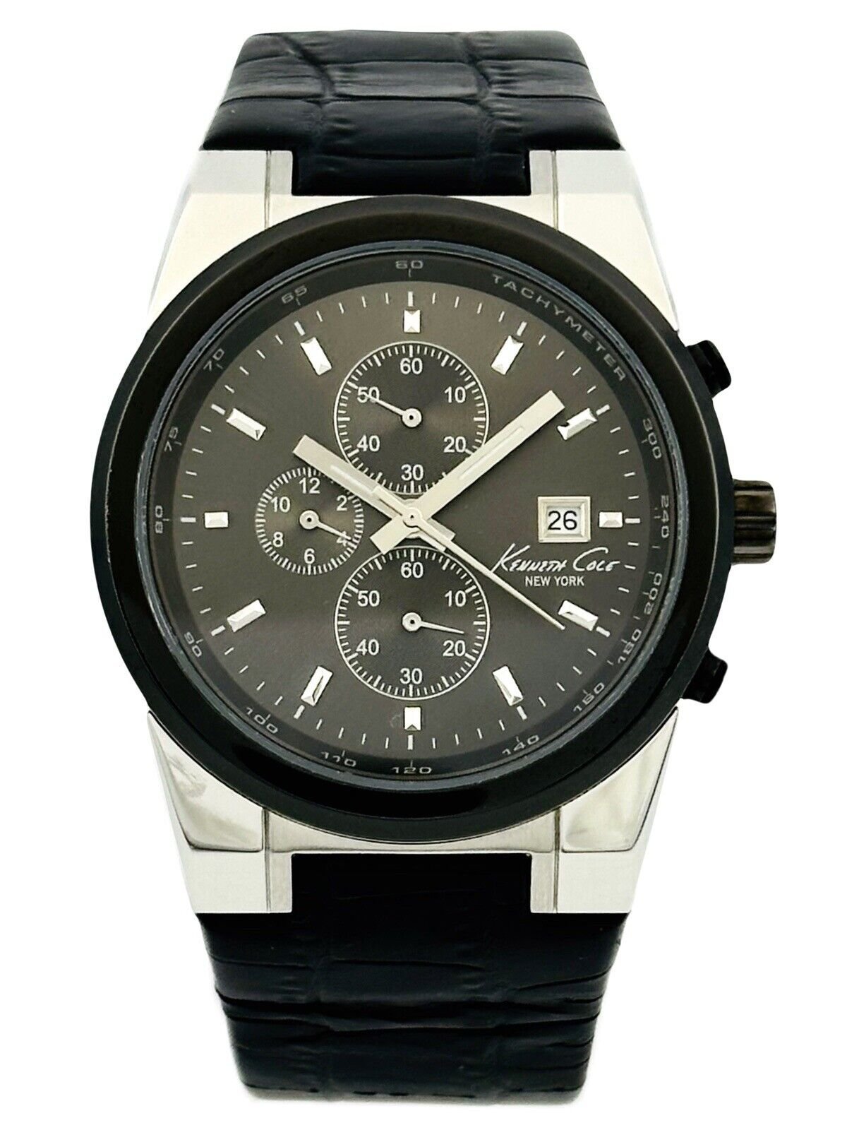 Kenneth Cole NY. KC1654 Multifunction Chronograph Croco-embossed Strap Watch