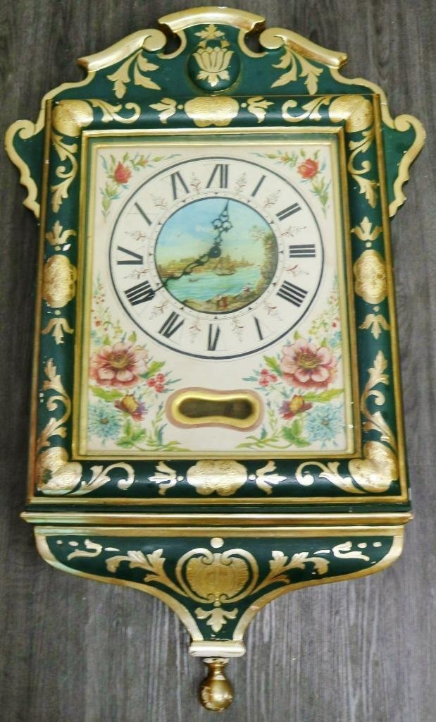 Large Genuine Antique Early 19thc Hand Painted Wooden Maltese Wall Clock Case