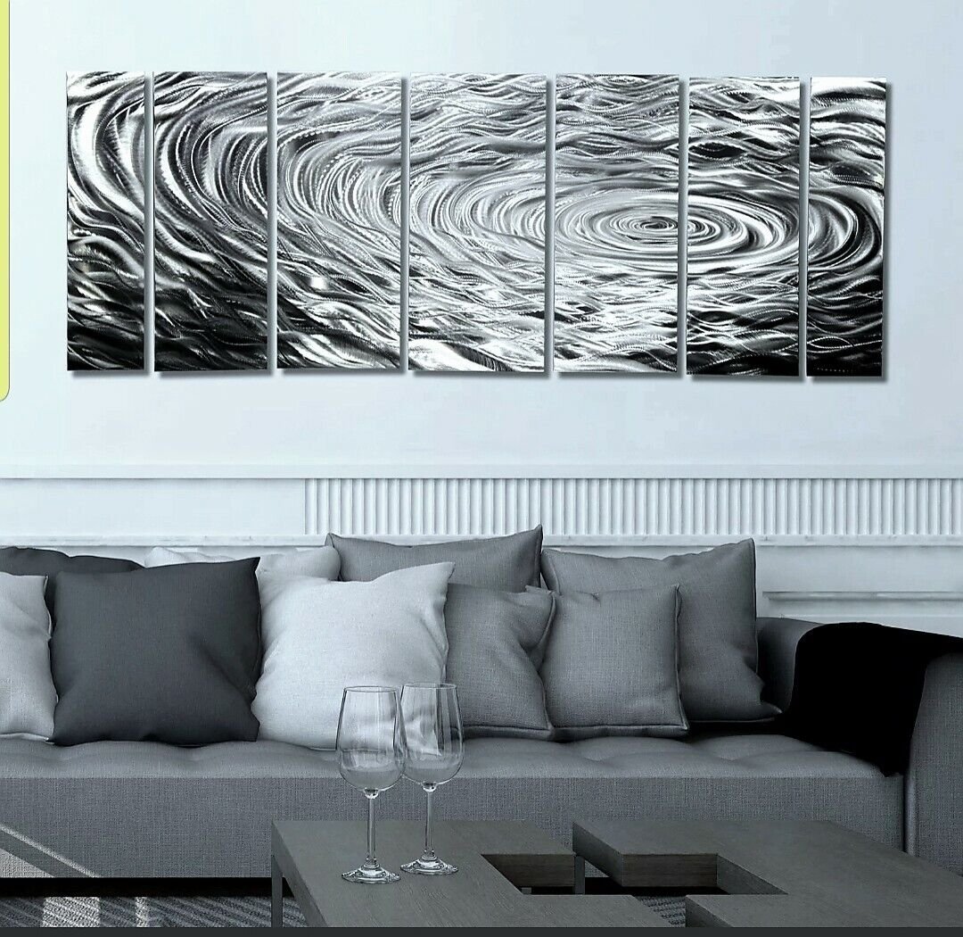 Large Metal Wall Art Abstract Modern Etched Silver Sculpture Decor Jon Allen