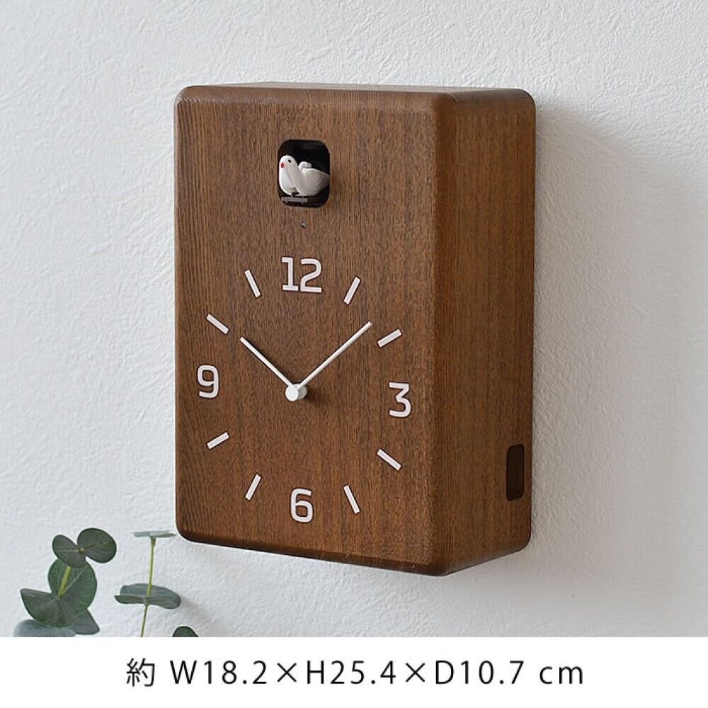 Lemnos CUCU Cuckoo Clock Desk Wall Wood Brown LC10-16 BW with Light Sensor Japan