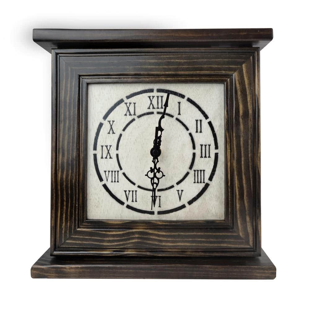 Mantel Clock in Dark Walnut Veneer with Secret Compartment