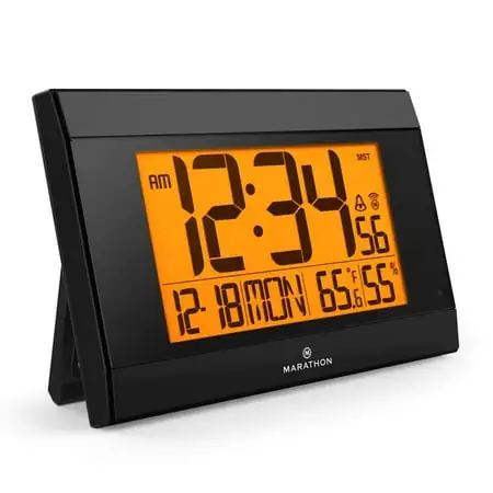 Marathon CL 030052 BK Atomic Wall Clock Black