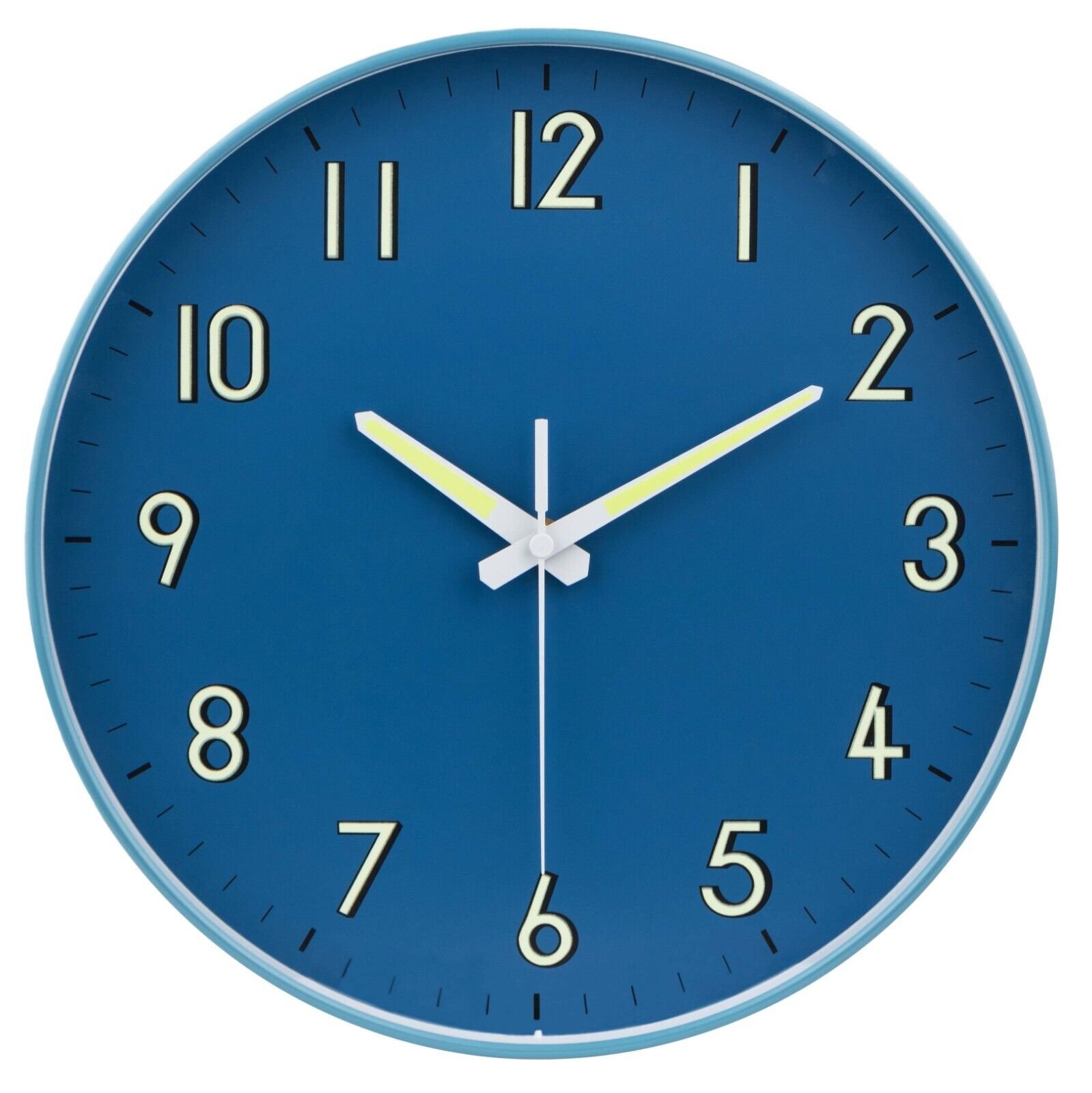 Midnight Blue Wall Clock with Glow in The Dark Hands & Silent No Tick Movement