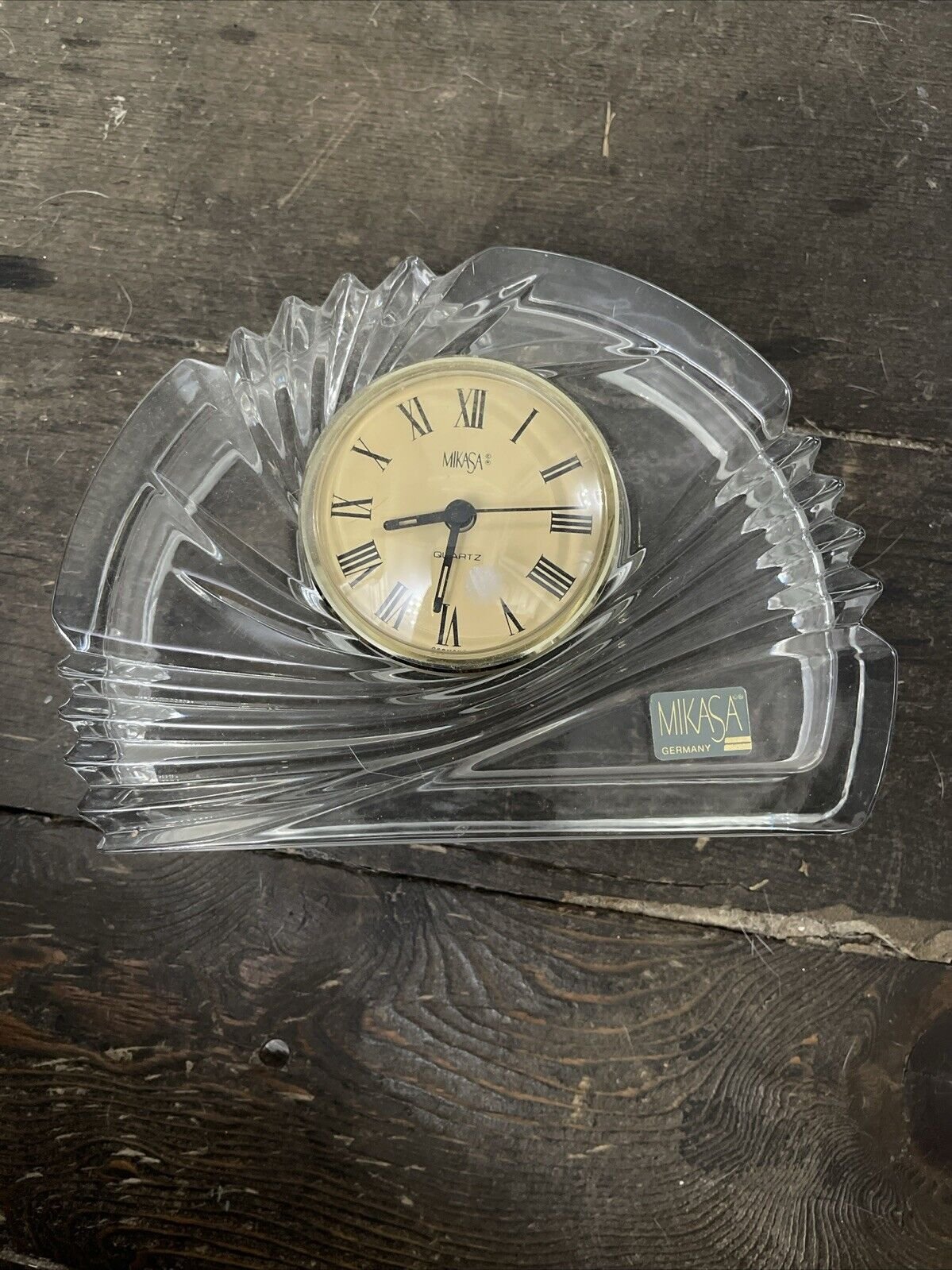Mikasa Crystal Quartz Clock Semi Circle. Flat Bottom.