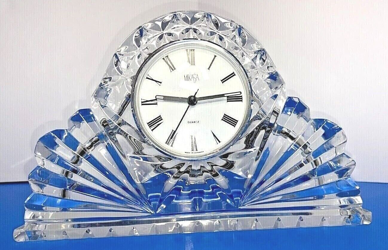 Mikasa Crystal Quartz "Slovenia" Clock Made in Germany untested Art Deco Styled