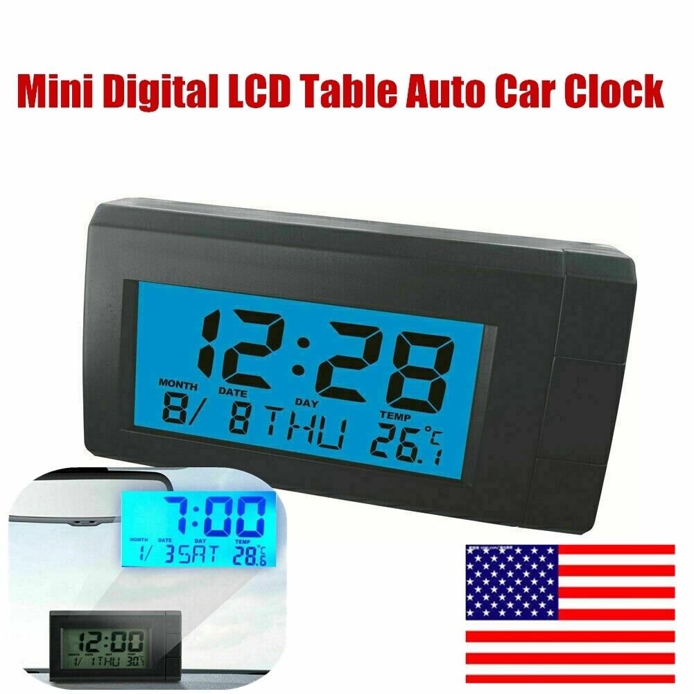 Mini Digital LCD Table Auto Car Dashboard Desk Date Time Calendar Small Clocks