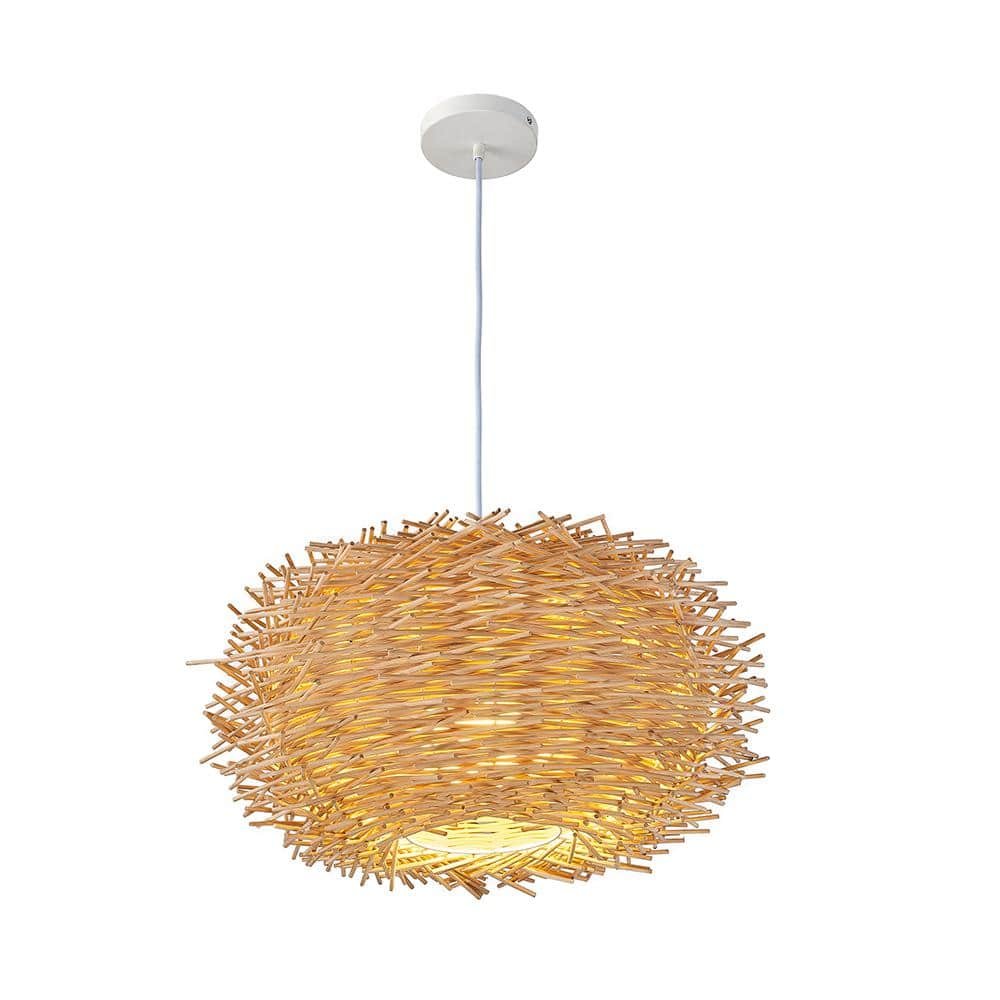 Nature Home 10 in. 1-Light Black Dimmable Outdoor Pendant Light