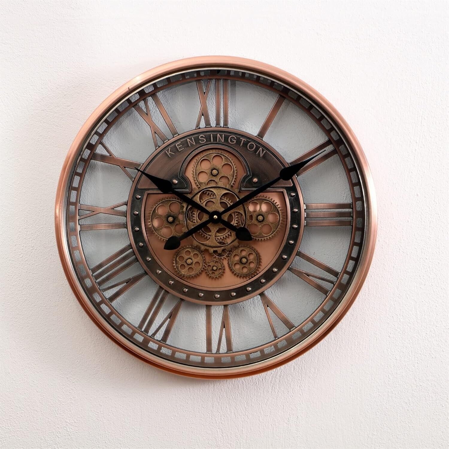 New in Box -- Real Moving Gears 21 Inch Industrial Steampunk Copper Wall Clock