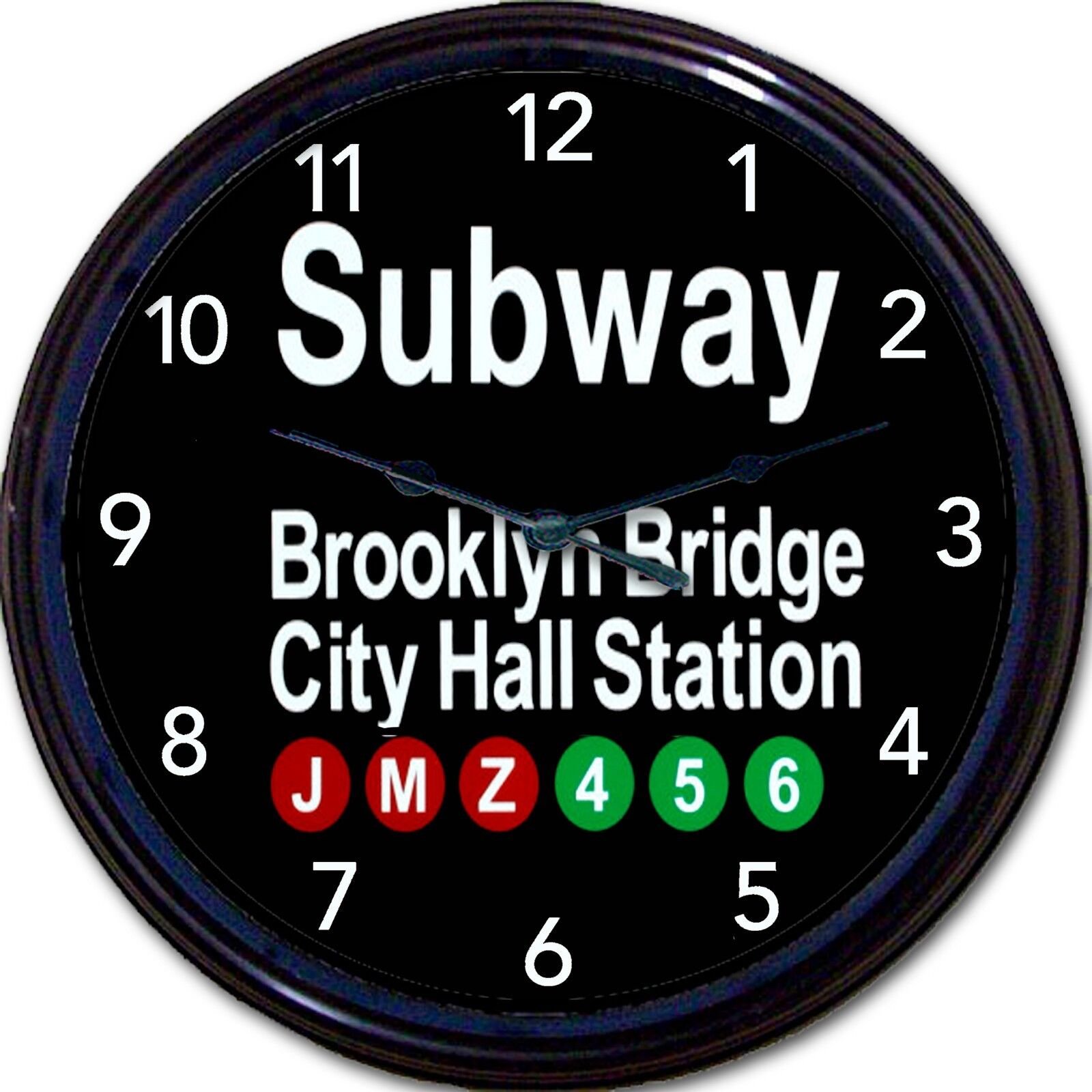New York City Brooklyn Bridge City Hall Station Subway Sign Wall Clock New 10"