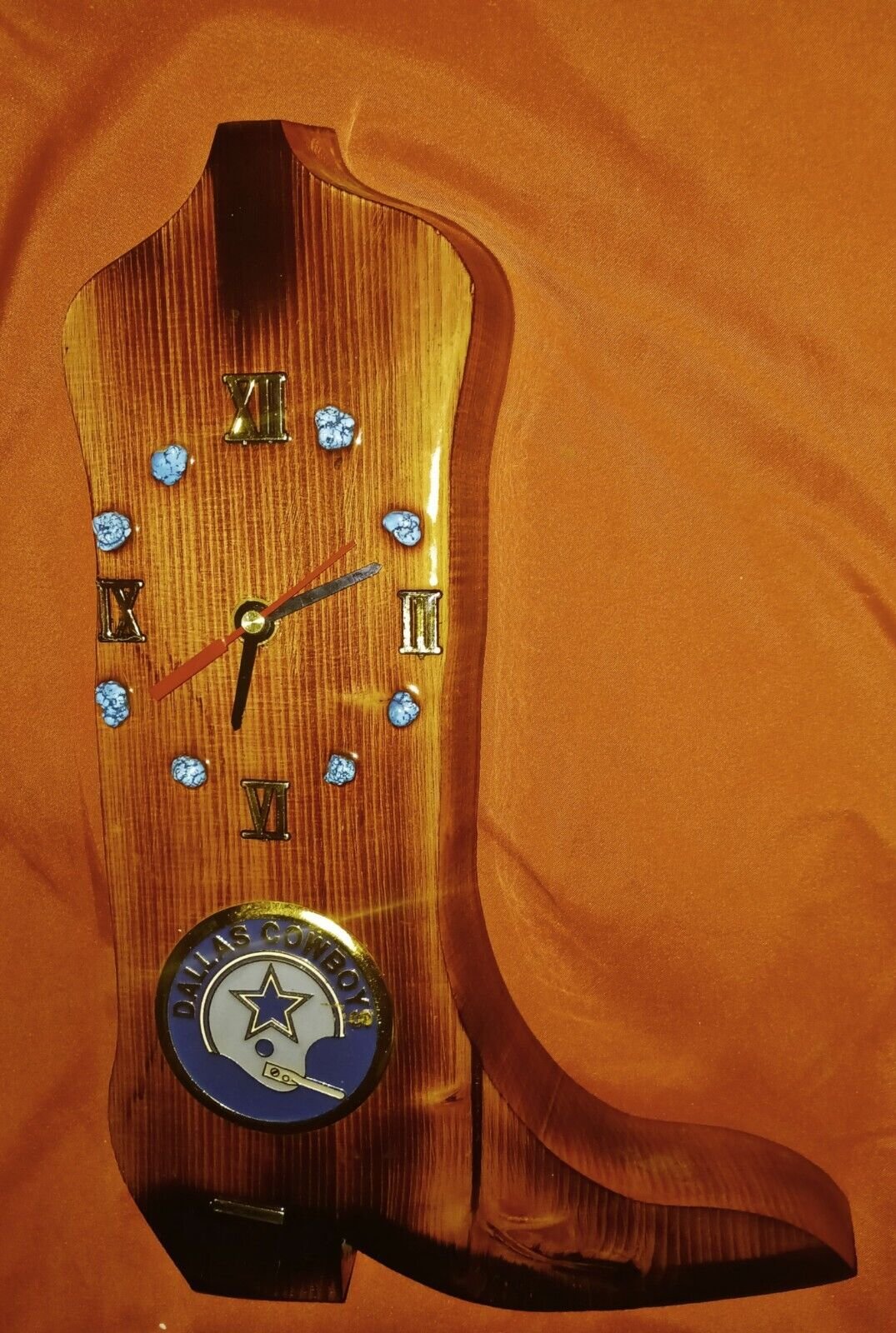 One Of A Kind Handmade Dallas Cowboy Clock With Genuine Turqoise