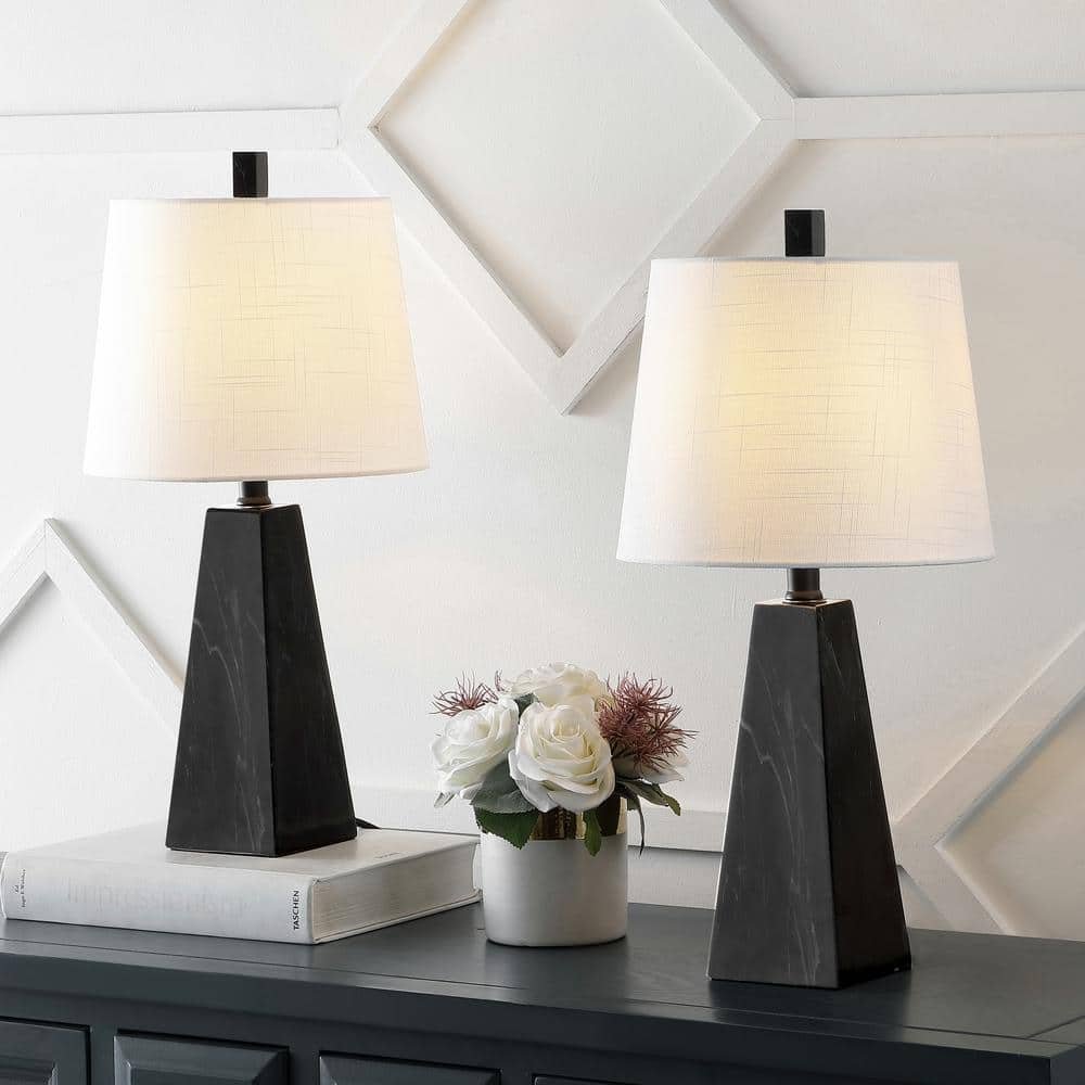 Owen 20.5 in. Contemporary Resin LED Table Lamp Set with Linen Shade...