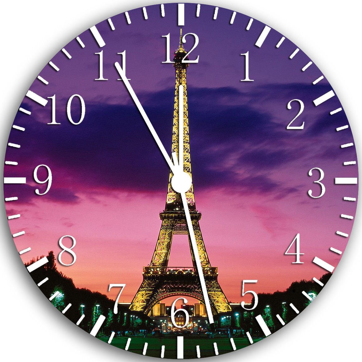 Paris Eiffel Tower Frameless Borderless Wall Clock Nice For Gifts or Decor W109