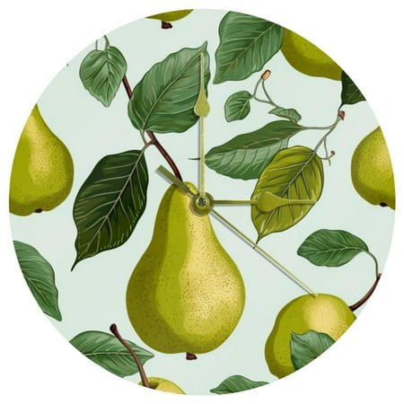 Pears 9.8 Inch Round Acrylic Wall Clock, Silent Non Ticking Battery Powered for Kitchen, Bedroom, Living Room, Office - Wall Clocks