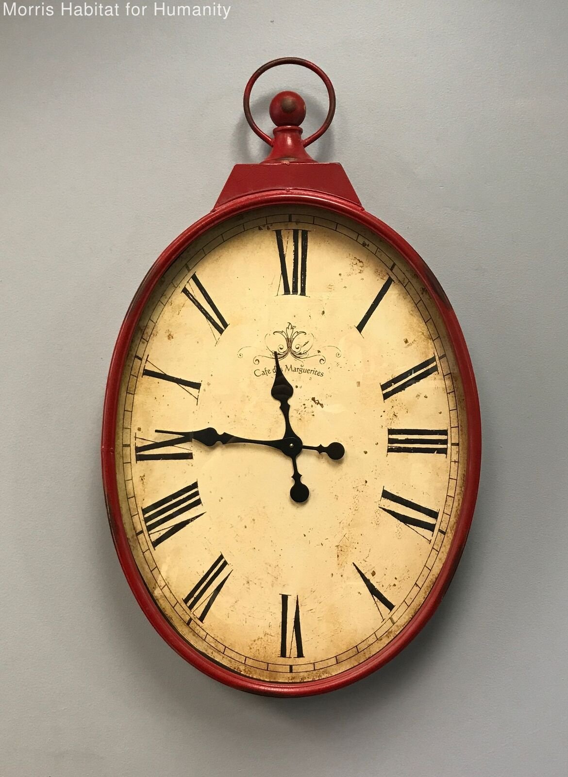 Pier 1: Cafe Des Marguerites Vintage Style Red Analog Clock- Battery Powered 38"