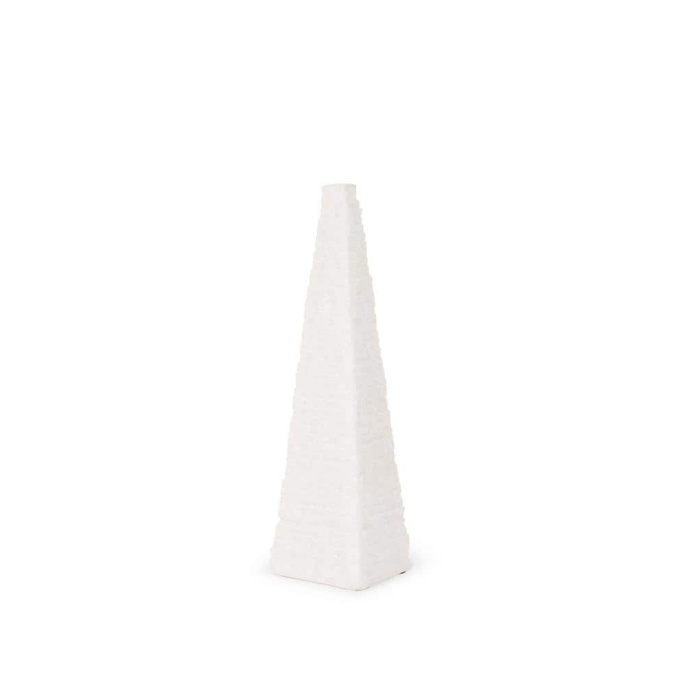 Pyramid White Rough Marble Obelisk 13 in.