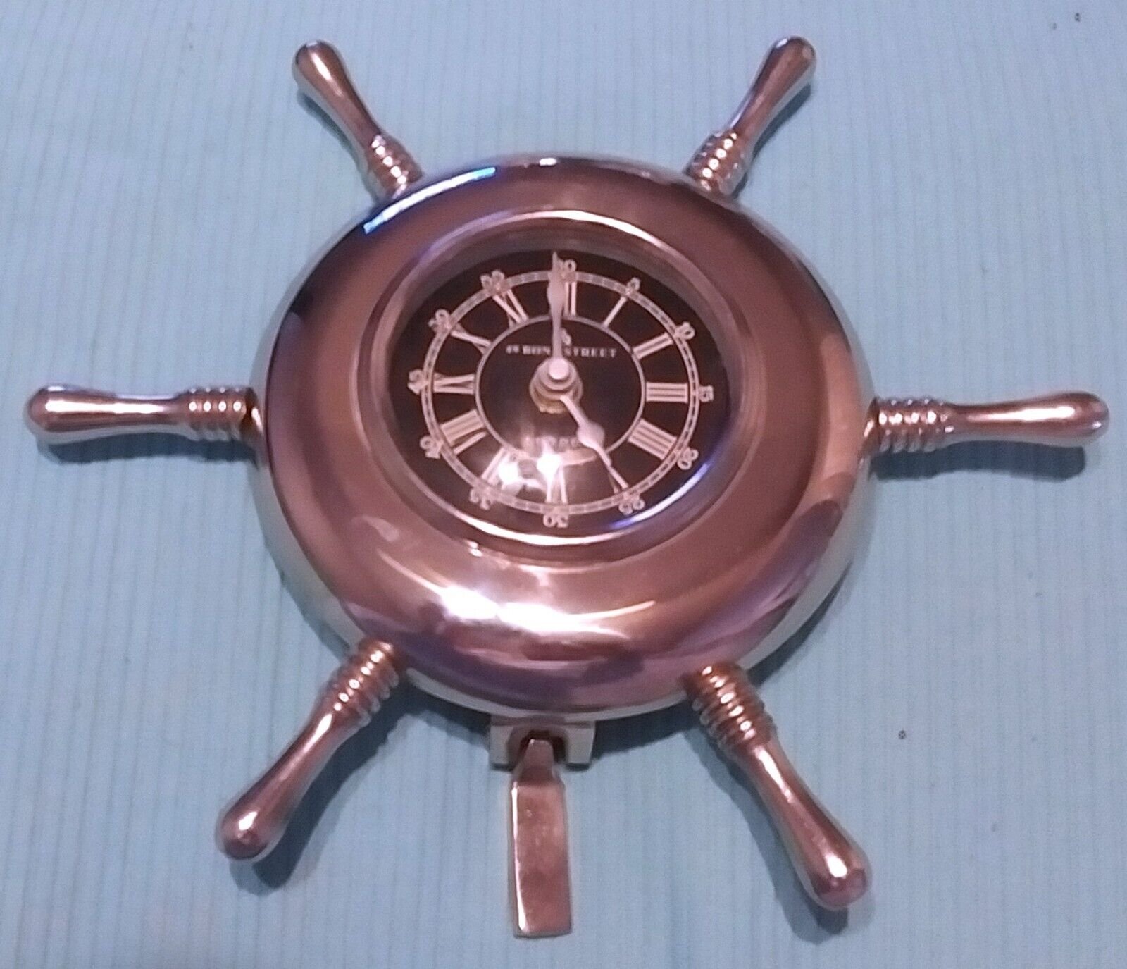 RARE - 49 BOND STREET LONDON METAL CHROME NAUTICAL TABLE MANTLE CLOCK DECOR
