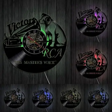 RCA Victor Dog His Master's Voice Musical Dog Wall Clock Victor Nipper Dog Vintage Vinyl Record Clock Rock n RCA Victor Dog His Master's Voice Musical Dog Wall Clock Victor Nipper Dog Vintage Vinyl Record