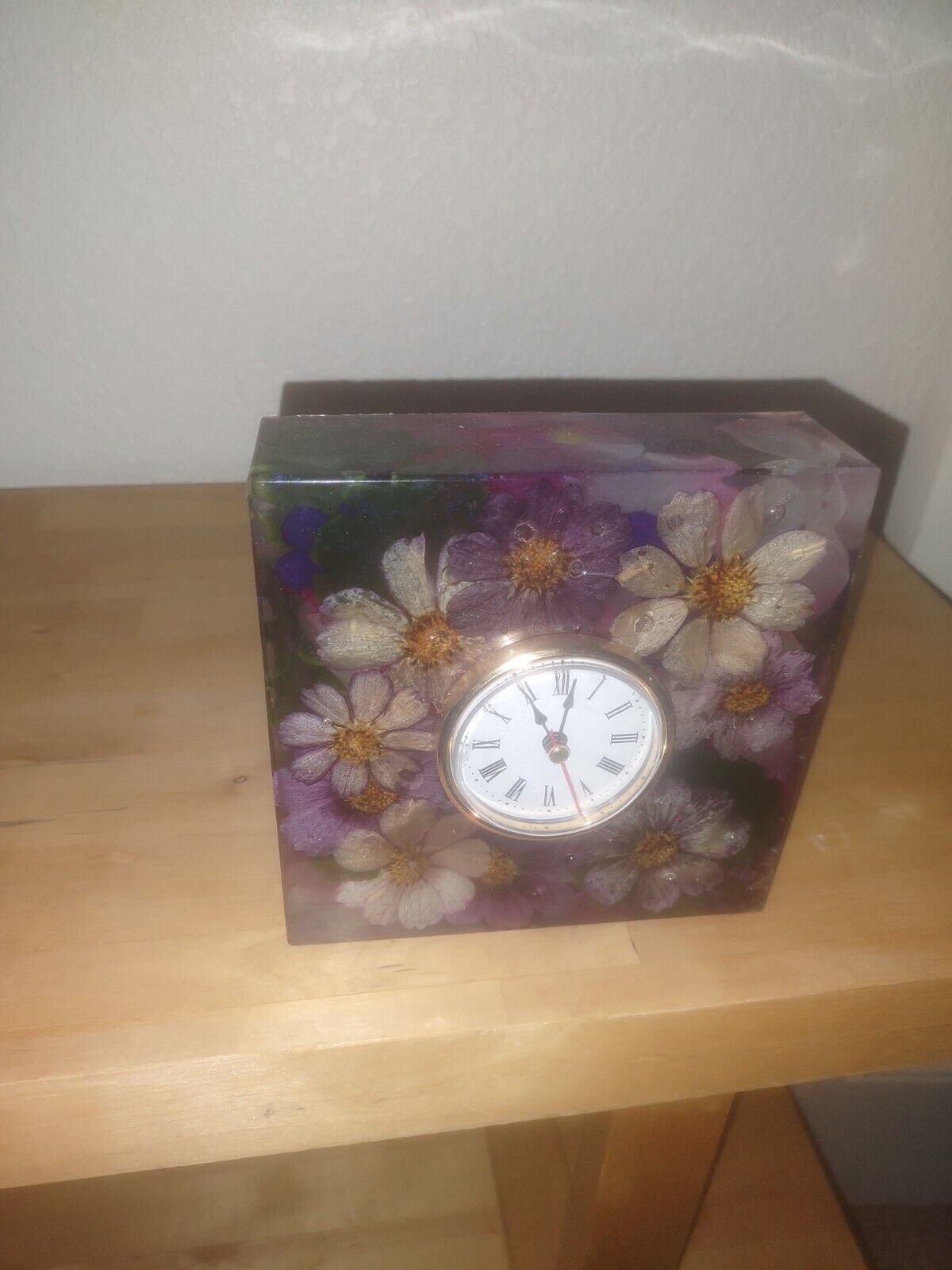 Real Flowers Table Clock Beautiful At All Angles