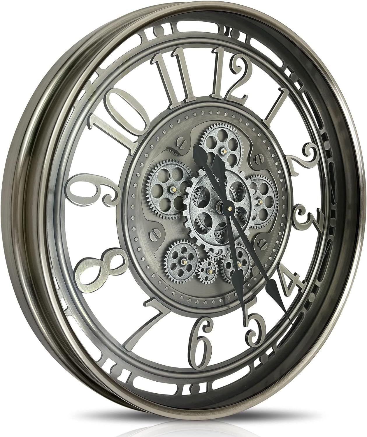Real Moving Gears Wall Clock Large Modern Metal Clocks for Living Room Decor
