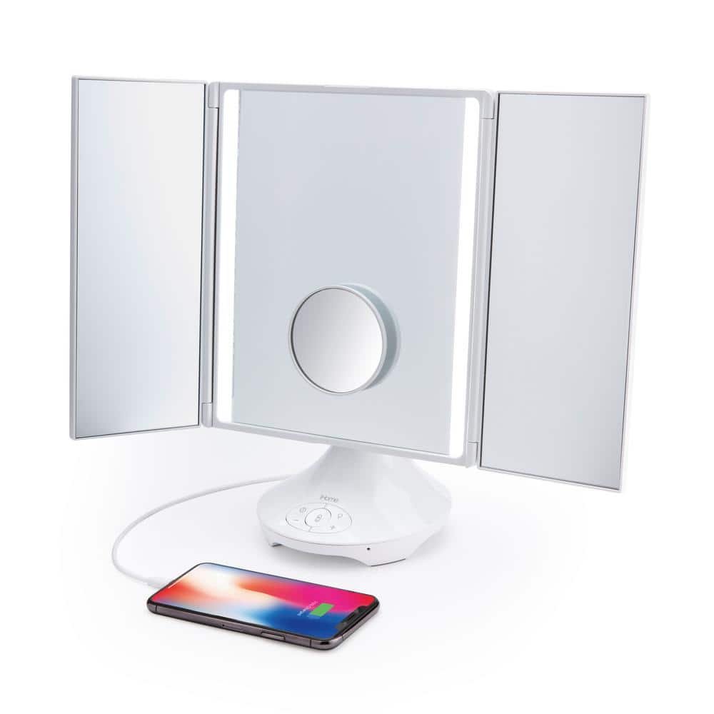 Reflect 5.48 in. x 12.25 in. Rectangular Tabletop White Vanity Speaker with...