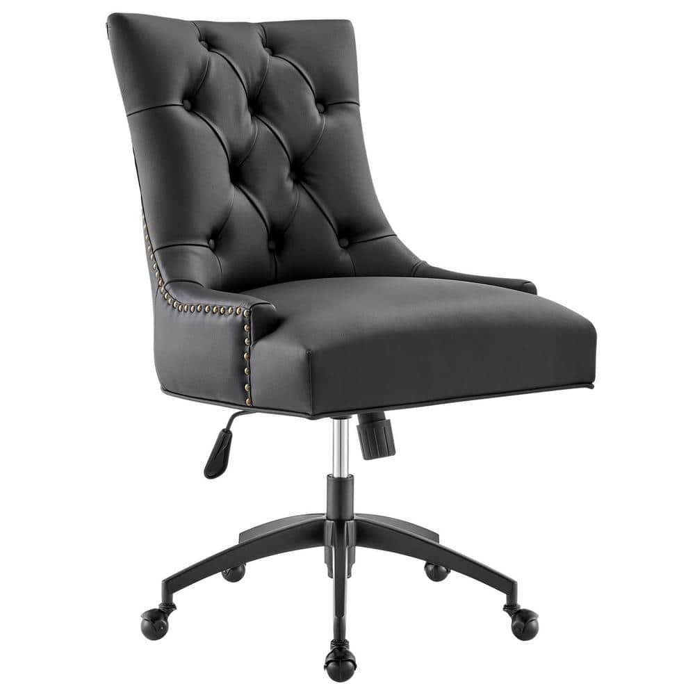 Regent Tufted Black Faux Leather Seat Office Chair with Matte Black Metal...