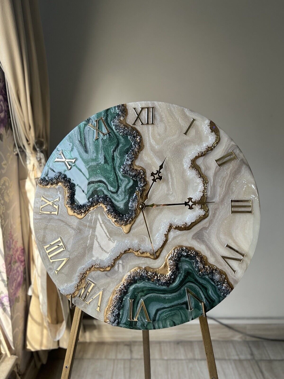 Resin wall clock modern, Abstract Design Handmade Epoxy Resin Wall Clock