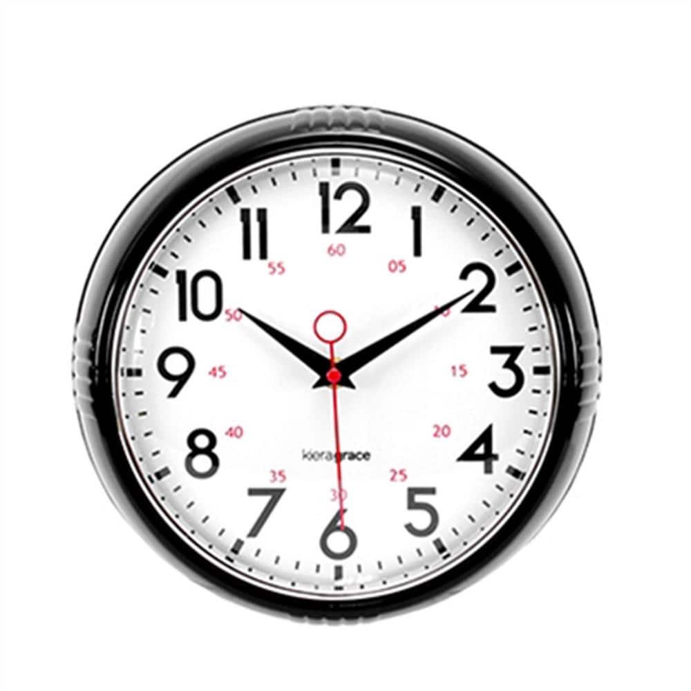 Retro Decorative 10 in. Black Analog Round Wall Clock