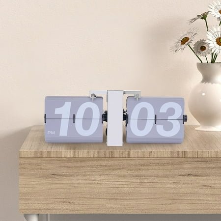 Retro Digital Flip Down Clock Battery Powered Low Noise Wall Mount Tabletop