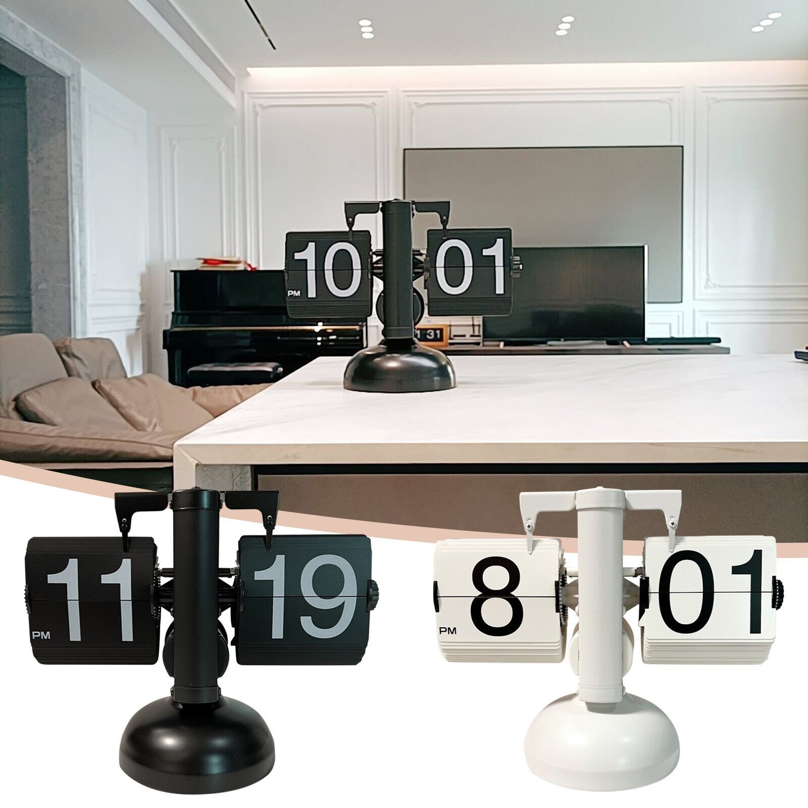 Retro Flip Down Page Desk Clocks Mechanical Automatic Flip Clock Home Decor