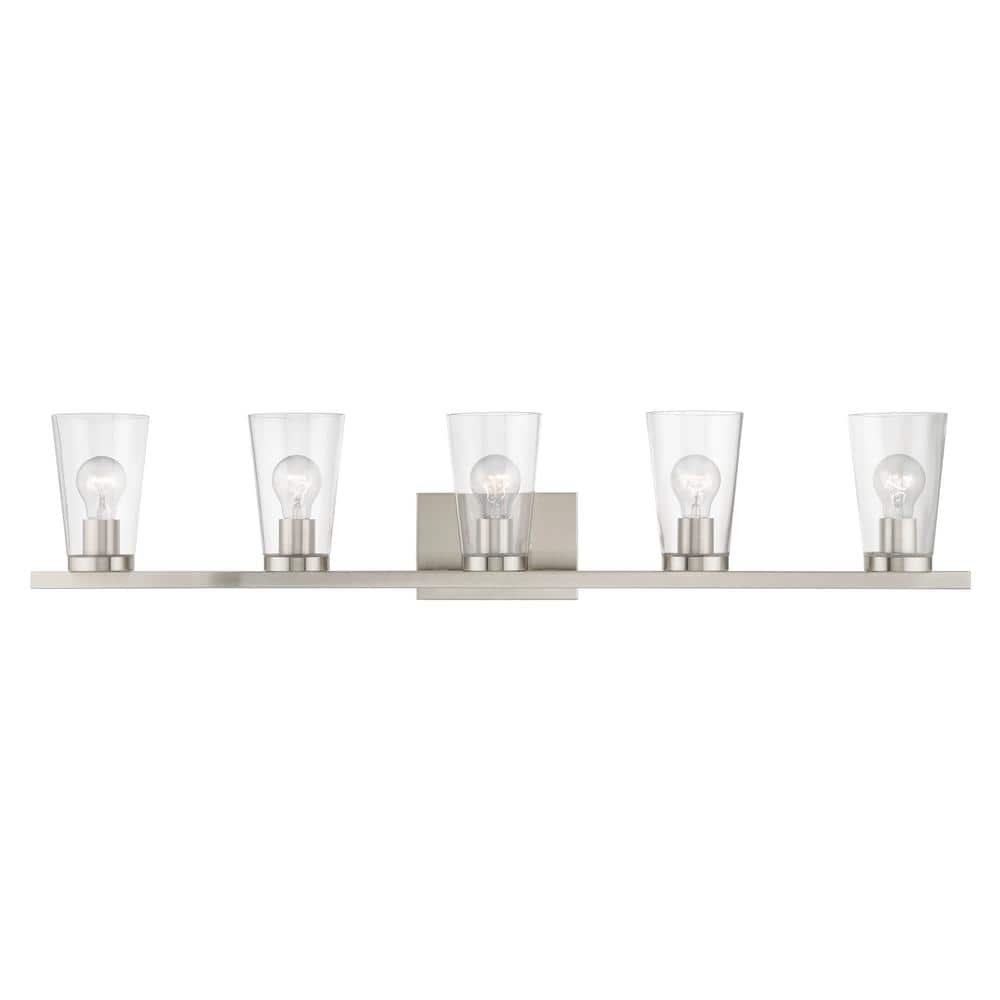 Ridgeway 40 in. 5-Light Brushed Nickel Vanity Light with Clear Glass