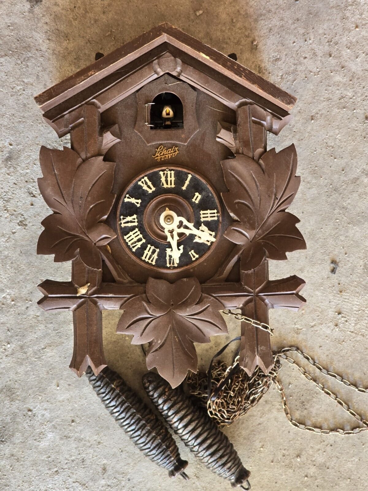 Schatz 8 Day Vintage German Cuckoo Clock Mfg. Co. For Parts Or Repair