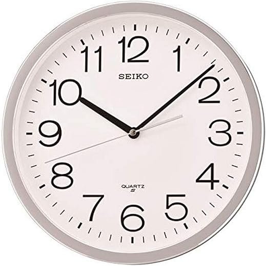 Seiko 12 Inch Classic Numbered Wall Clock, Silver