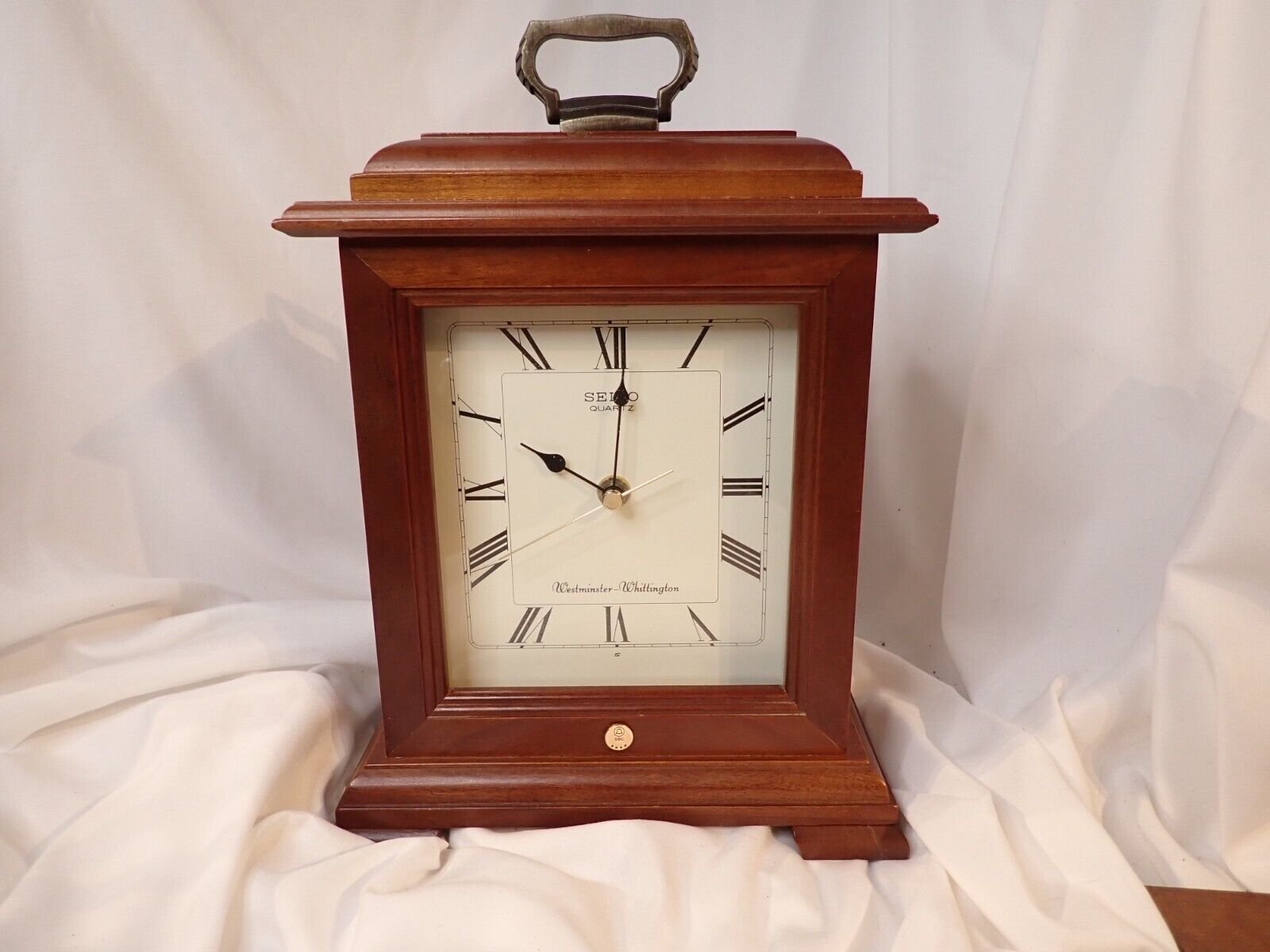 SEIKO QUARTZ WESTMINSTER-WHITTINGTON MANTLE DESK CLOCK WOODEN DUAL CHIME NICE!